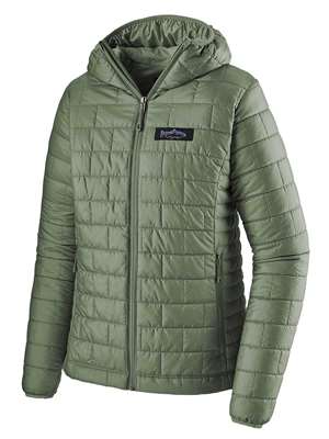 Patagonia Women's Nano Puff Fitz Roy Trout Hoody in Hemlock Green Mad River Outfitters Women's Outerwear