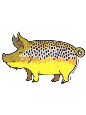 Nate Karnes Pig Brown Trout Decal Nate Karnes Art- Pig Fish Stickers