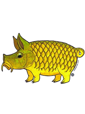 Nate Karnes Pig carp Decal Nate Karnes Art- Pig Fish Stickers