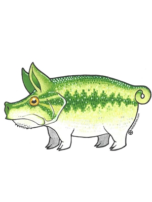 Nate Karnes Pig largemouth Decal Nate Karnes Art- Pig Fish Stickers