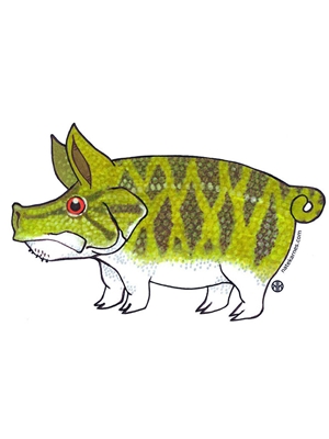 Nate Karnes Pig smallmouth bass Decal Nate Karnes Art- Pig Fish Stickers