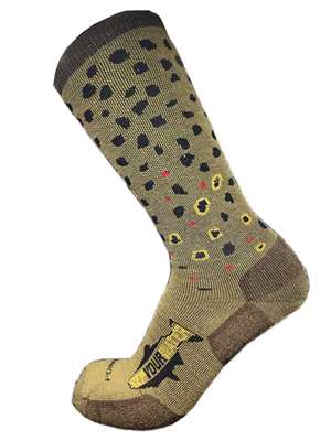 RepYourWater Brown Trout Socks available at Mad River Outfitters. Fly Fishing Stocking Stuffers at Mad River Outfitters