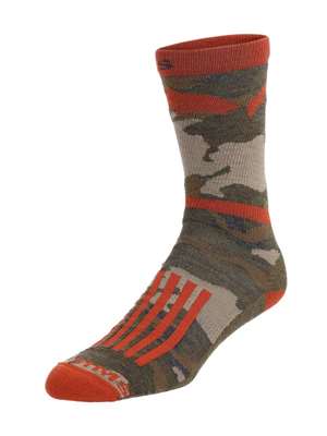 Simms Daily Socks- olive camo Fly Fishing Stocking Stuffers at Mad River Outfitters
