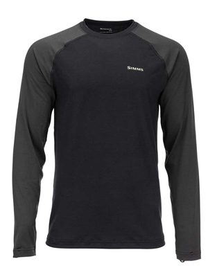 Simms Lightweight Baselayer Top- black Men's Fly Fishing Shirts at Mad River Outfitters