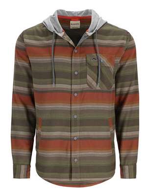 Simms Santee Flannel Hoody- clay cork stripe Men's Fall Flannels 2024- our selection of Flannel Shirts at MRO