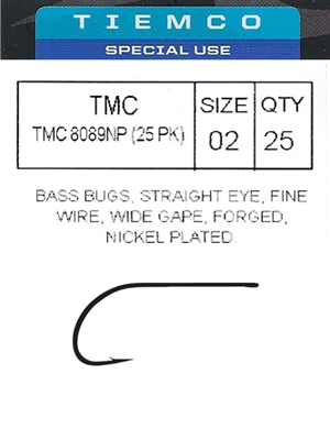 tiemco 8089 NP bass bug hook fly tying hooks bass panfish poppers