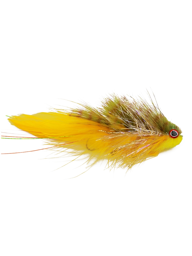 Galloup's Mini Bangtail T & A Streamer- olive/yellow