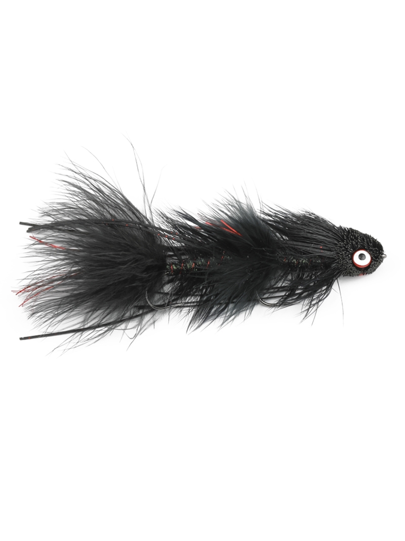 Black & White Dungeon Streamer - 2 Tandem Hooks, BARBED