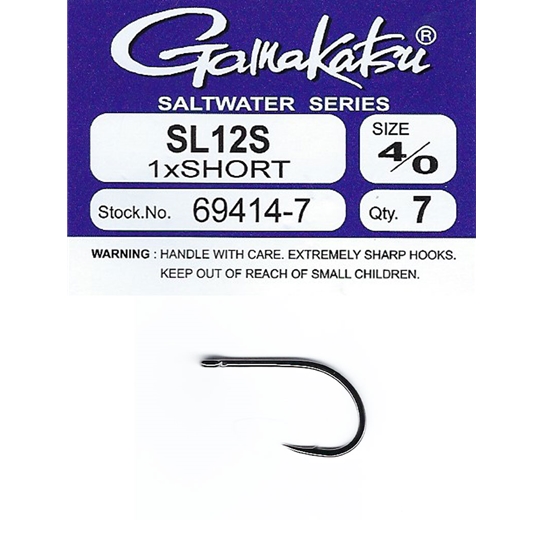 1X Short Tarpon Bonefish Saltwater Fly Tying Hooks NEW! GAMAKATSU SL12S HOOK 