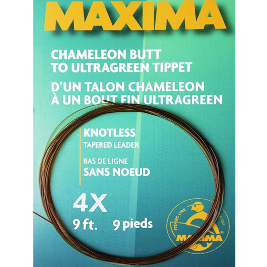 MAXIMA CHAMELEON,- 9FT.- 5X- 3LB., 6 PACK TAPERED LEADERS FLY FISHING LEADERS 